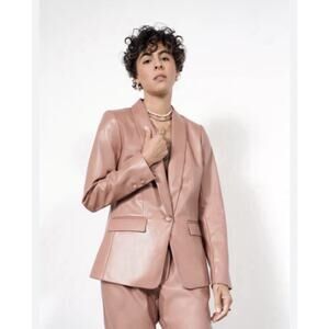 Wildfang Empower Vegan Leather Tux Blazer in the color Rose Brown Size 1X